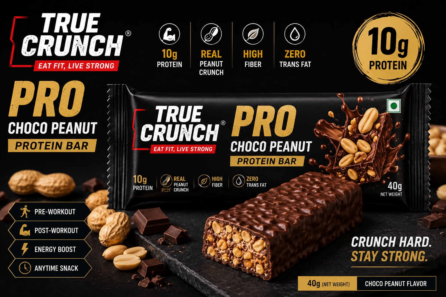 TRUE CRUNCH PRO Choco Peanut Protein Bar